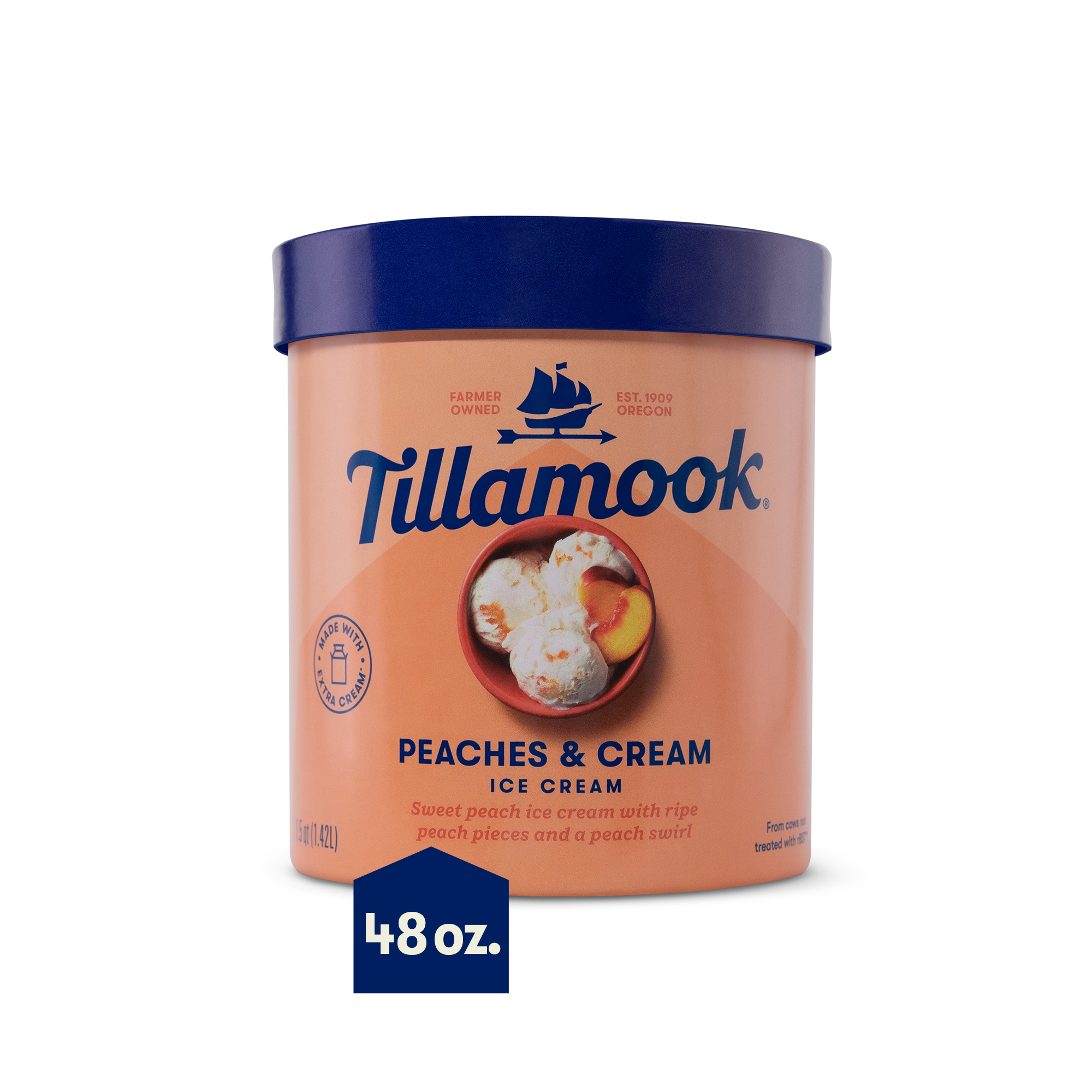 Tillamook Original Premium Peaches & Cream Ice Cream, 48 Fl Oz