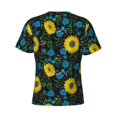 thumbnail image 6 of Vsdgher Sunflowers And Blue Flower Print Men's Dry Fit Mesh Athletic Shirts Moisture Wicking Tennis T-Shirt Tops, 6 of 9