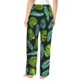 thumbnail image 3 of Pajama Pants Women, Green Palm Leaves Sweatpants Soft Sleep Lounge Pants, Casual PJ Bottoms Pants with Pockets, 3 of 5