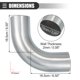 thumbnail image 5 of Tubo de admisión de aire 90 grados Unique Bargains 3 OD 76 mm 100 mm de longitud de la pierna aleación de aluminio 6061 tono plateado, 5 of 7