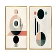 thumbnail image 2 of Designart "Retro Minimalist Moon Harmony Lovely Rhythms I" Transitional Framed Wall Art Set Of 2 - Abstract Pink Frame Gallery Set For Office Decor, 2 of 6