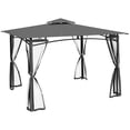 thumbnail image 3 of Outsunny 10' x 12' Screened Gazebo, Gray, with 2-Tier Roof & Netting, 3 of 10