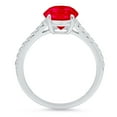 thumbnail image 3 of 2.21 ct Oval Cut Simulated Ruby Solitaire with Simulated Diamond Accents 18K White Gold Womens Engagement Ring, 3 of 4