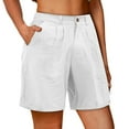 thumbnail image 3 of Sngxgn Women's Stretchy Jean Shorts Mid Waisted Shorts Stretch Denim Shorts with Pockets(White,L), 3 of 6
