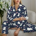 thumbnail image 4 of Goofa Rabbit And Flower Printed Women’s 2 Piece Pajama Set Super,Pajamas Women's Long Sleeve Sleepwear Soft Button Down Loungewear Pjs Lounge Set Nightwear-Large, 4 of 9