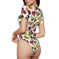 thumbnail image 3 of Daiia Colorful Fruits print Women's Crew Neck Short Sleeve Bodysuit Fashion Tops Fit Casual Basic Extender Bodysuit-X-Large, 3 of 9