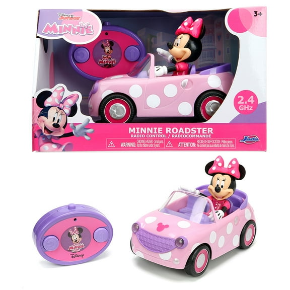 Jada Disney Junior Minnie Mouse Roadster RC Radio Control Cars, 1:24, Fun Toy for Kids Ages 4 