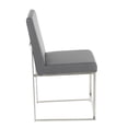 thumbnail image 3 of High Back Fuji Contemporary Dining Chair in Stainless Steel and Grey Faux Leather by LumiSource - Set of 2, 3 of 5