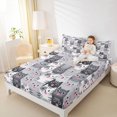 thumbnail image 2 of Manfei Funny Kitten Fitted Sheet Queen, Kawaii Animal Kitten Bedding, Gray, 3 Pieces, 1 Fitted Sheet and 2 Pillowcases, 2 of 6