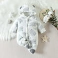 thumbnail image 7 of Baby Fleece Footed Jumpsuit Infant Soft Plush Hooded Bear Onesie Newborn Long Sleeve Romper Girls Winter Clothes, White, 0 Months, 7 of 7