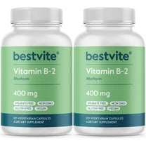BESTVITE Vitamin B-2 (Riboflavin) 400mg (240 Vegetarian Capsules) (120 x 2) - No Stearates - Vegan - Non GMO - Gluten Free