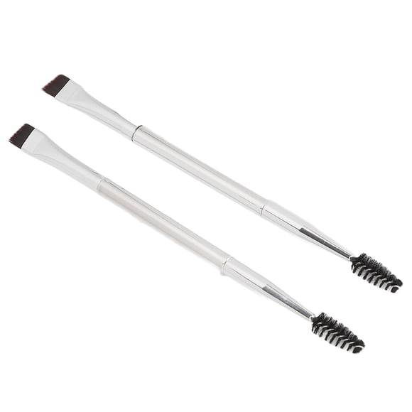 Cepillo para cejas de doble punta, 2 piezas, cepillo para cejas en espiral de doble punta plateado, cepillo para pestañas y cejas, rendimiento lleno de energía