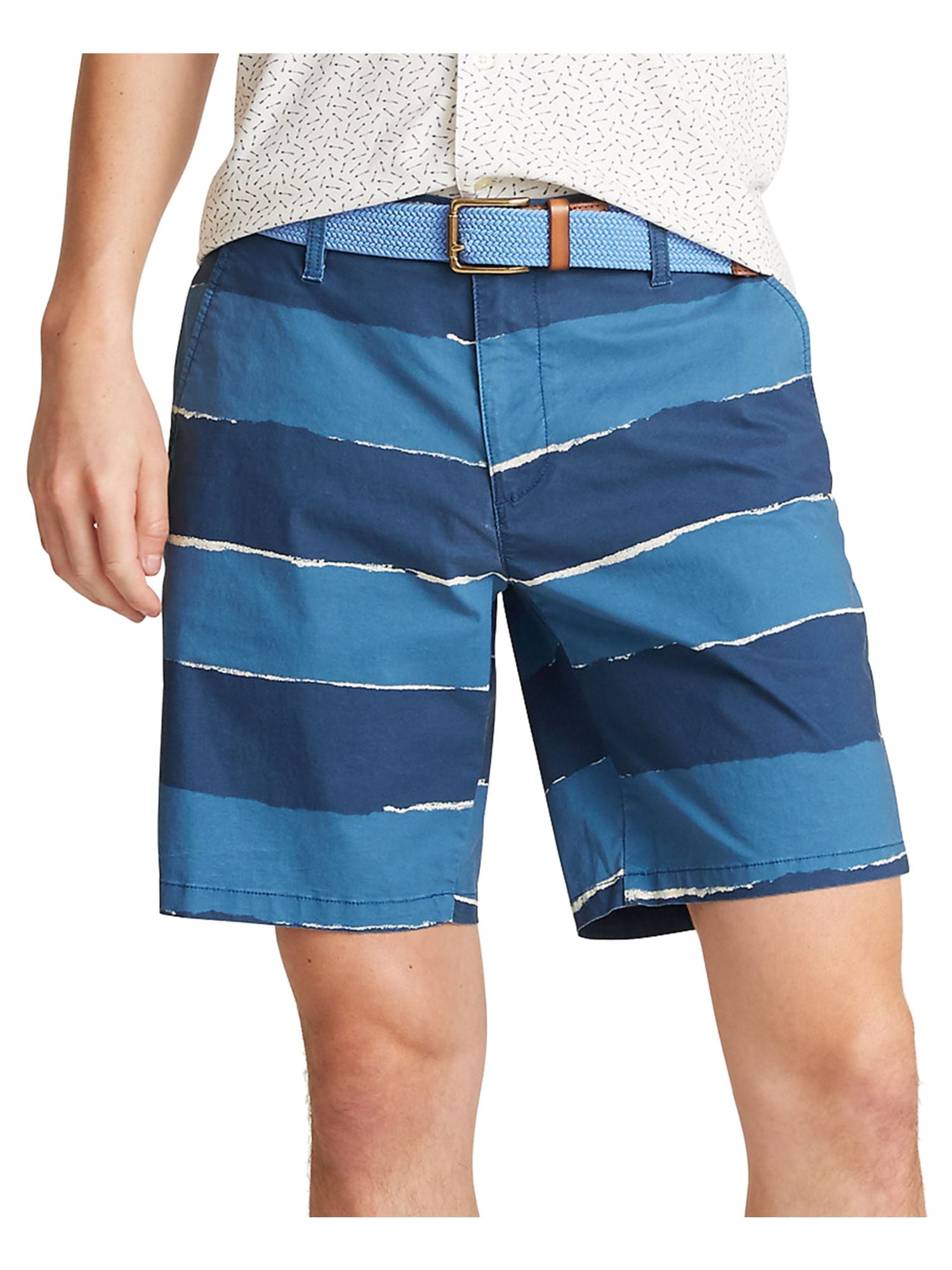 Blue Striped Stretch Shorts 42 Waist 