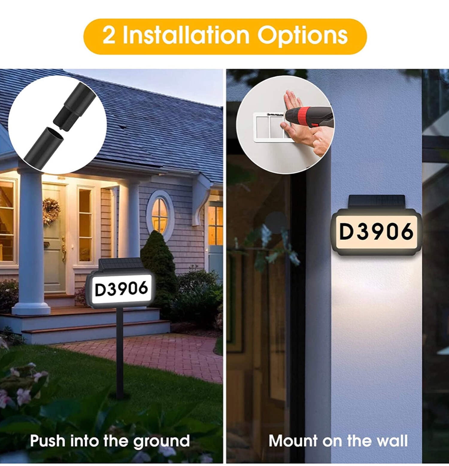 SUNGATH Lighted House Address Numbers Sign Plaques, Solar Powered House Numbers Light for House and Yard (Height 35 Inches, 1 Pack)
