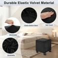 thumbnail image 3 of Uxcell 2-Pack 13" x 13" x 15" Fundas de otomán cuadradas estirables de tela de terciopelo para protector de taburete para sala de estar interior [Negro], 3 of 7