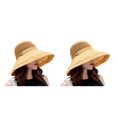 thumbnail image 4 of Qarigey Sombrero para el sol Sombreros de pescador plegables de verano Gorra ancha de malla Protector solar Moda transpirable para sombreros de Amarillo tamaño libre 2piezas, 4 of 6