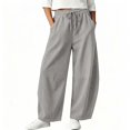 thumbnail image 6 of Women's Corduroy Barrel Pants, Vintage Drawstring Elastic Waist Wide Leg Trousers, Y2k Baggy Boyfriend Harem Pants with Pockets, Soft Warm Corduroy Pants for Women, Fall and Winter Casual Grey, 6 of 9