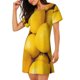 thumbnail image 2 of Balery Ripe Yellow Lemon Camisón de manga corta con cuello redondo para mujer, cómodo y elegante., 2 of 6