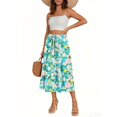 thumbnail image 2 of WTOBBY Women's Bohemian Floral Print Casual Skirt with Secure Side Pocket, Temperament Style Skirt for Everyday Wear Boho Fashion and Music Festivals,Cyan L, 2 of 4