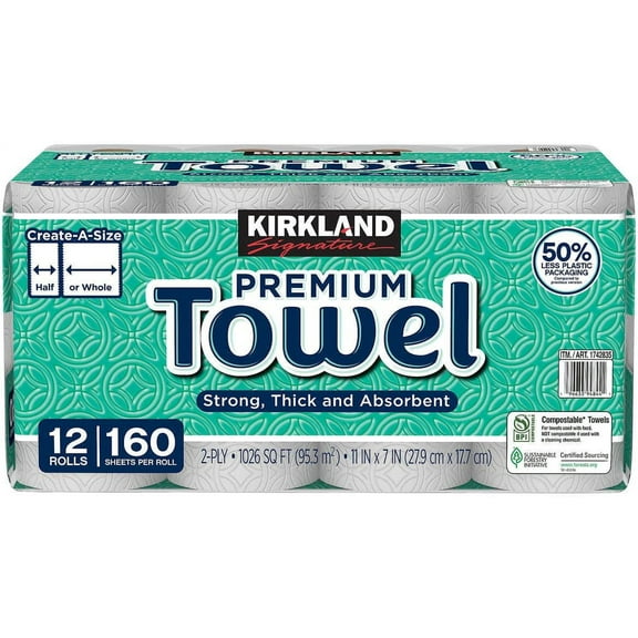 Signature Paper Towels, 2-Ply, 160 Sheets, 12 Count,Signature Paper Towels, 2-Ply, 160 Sheets, 12 Count