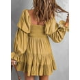 thumbnail image 2 of Women's 2023 Summer Spring Elegant Off Shoulder V Neck Long Sleeve Pleated Flowing Boho Floral Print Crewneck Short Sleeve, 2 of 9
