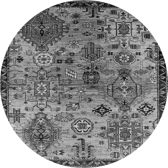 Ahgly Company Indoor Round Oriental Gray Industrial Area Rugs, 6' Round