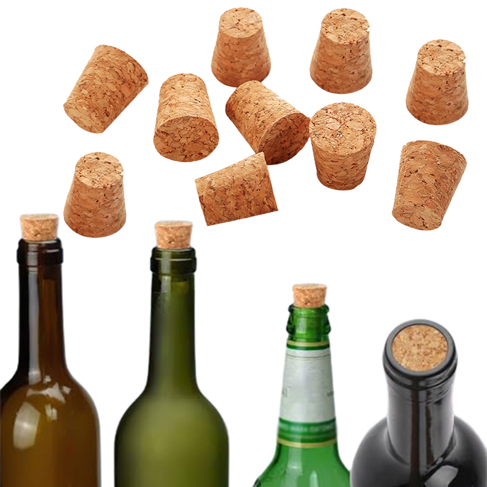 Trayknick Wine Bottle Cork Wooden Tapered Cork 10pcs Wine Bottle Stopper Soft Wood Corks Leakproof Good Sealing Biodegradable Reusable Wooden Cork for Wine Walmart
