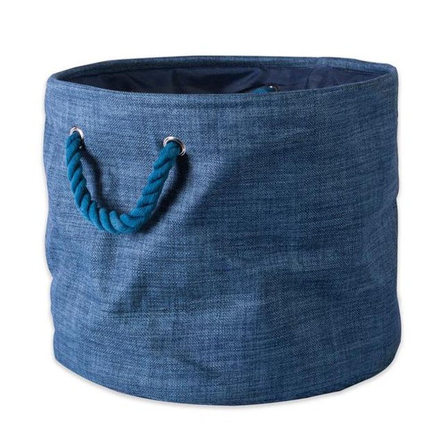 Design Imports CAMZ37086 12 x 15 x 15 Po Bin de Stockage en Polyester Rond Panaché&44; Bleu - Moyen