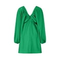 thumbnail image 4 of Gspmoly Robes d'Été pour Femmes, Robe à Manches Longues pour Femmes à Col en V Longueur Genou, Robe Aguichant Rétro Ample, Robes de Travail pour Femmes Économies, 4 of 5