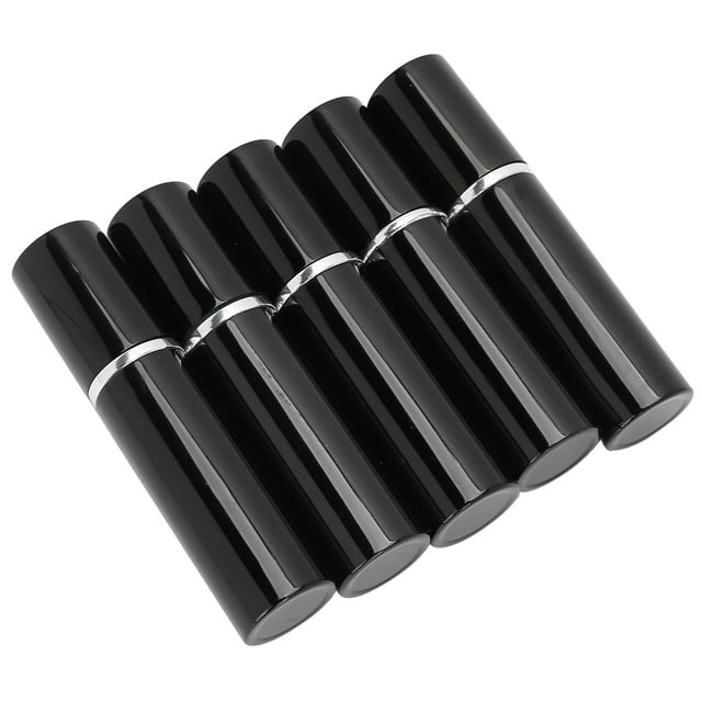 Botella de perfume en aerosol recargable de aluminio, atomizador de perfume vacío portátil, 10 ml x 5 piezas, color negro