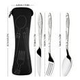 thumbnail image 2 of Juego de cubiertos de acero inoxidable de 3 uds., cuchillos para carne, tenedor, cuchara con bolsas de tela, 2 of 4