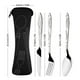 thumbnail image 2 of Juego de cubiertos de acero inoxidable de 3 piezas Cuchillo para bistec Tenedor Cuchara con bolsa de tela (Negro) JShteea  Libre de BPA, 2 of 4