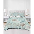 thumbnail image 2 of Twin XL Quilt Bedding Set, Turquoise Coastal Reversible Summer Quilt 3 Pieces, Nautical Beach Ocean Starfish Coral Shells Lightweight Bedspreads Coverlets with 2 Pillow Shams for All Seasons, 2 of 5