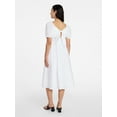 thumbnail image 2 of Time and Tru Women's and Women's Plus Cotton Back Tie Midi Dress with Short Puff Sleeves, Sizes XS-4X, 2 of 5