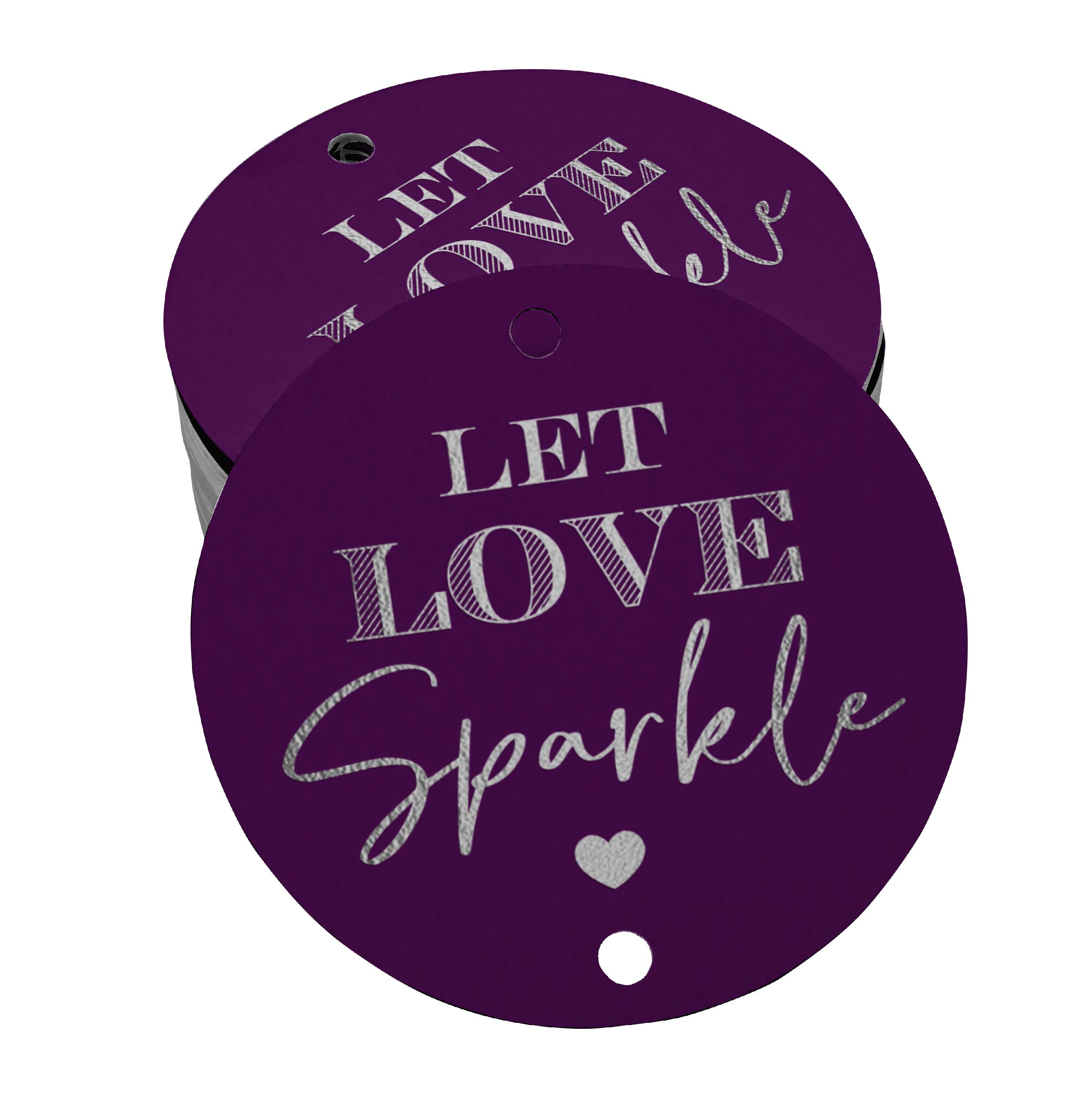 Silver Foil Wedding Favor Tags - 50-Piece Let Love Sparkle Hang Tags For Wedding Decor, Gifts, & Party Favors