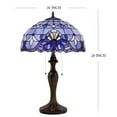 thumbnail image 4 of Tiffany Lamp Table Bedside Lamp Stained Glass Shade Metal Base 24"Tall Large Desk Light Blue Purple Baroque Lavender Luxurious Boho Victorian Living Room Bedroom Farmhouse WERFACTORY Led Bulb Included, 4 of 7