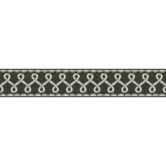 Chesapeake Scalloped Ribbon Black Trim Wall Border