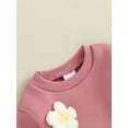 thumbnail image 5 of Bslissey Infant Baby Girls Sweatshirt Romper 3M 6M 9M 12M 3D Flower Decor Long Sleeve Crew Neck Jumpsuit Newborn Cute Bodysuit Spring Fall Casual Daily Clothes, 5 of 8
