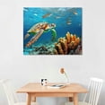 thumbnail image 2 of Shiartex Green Sea Turtle Canvas Wall Art Print, Wildlife Artwork 20x16in, 2 of 6