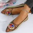 thumbnail image 2 of Xfvqtps Ethnic Flats Womens Boho Shoes Pointed Toe Rhinestone Embellished Comfortable Casual Slip on Flats Colorful Bohemian Footwear for Women Brown, 2 of 9