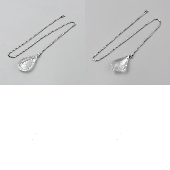 2Pcs Iron Ceiling Fan Pull Chains 565mm Fan Pull Chain Extension with Decorative Glass Pendant Teardrop Leaf Shaped Ornament