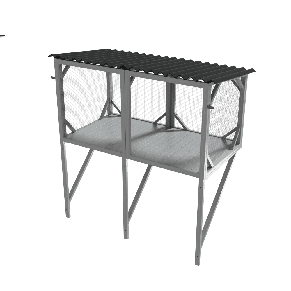 Grey Cat Window Perch Enclosure, 43.3" L x 25.2" W x 47.2" H Catio for Indoor Cats