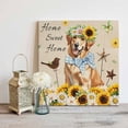 thumbnail image 4 of Spring Sunflower Dog Framed Canvas Wall Art, Home Sweet Home Flower Bird Butterfly Linen Wall Art Painting for Living Room Bedroom Home Decor, 28”x28”, Office Artwork Print, 4 of 9