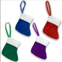 Mini Felt Christmas Stockings, Colorful Xmas Holiday Decor, 10 Pack, 4" x 3.5"