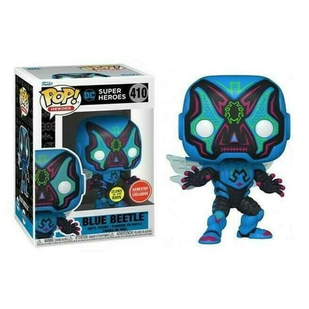 UPC: 0889698598989 | Funko Pop! Heroes: DC Super Heroes #410 – Blue Beetle (GITD) & Protector