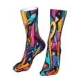 thumbnail image 6 of Bingfone Vibrant Graffiti Urban Art Prirnt Women's Men's Fun Pattern and Solid Crew Socks-1 Pair Pack-Cool & Classic Novelty Design Gifts, 6 of 7