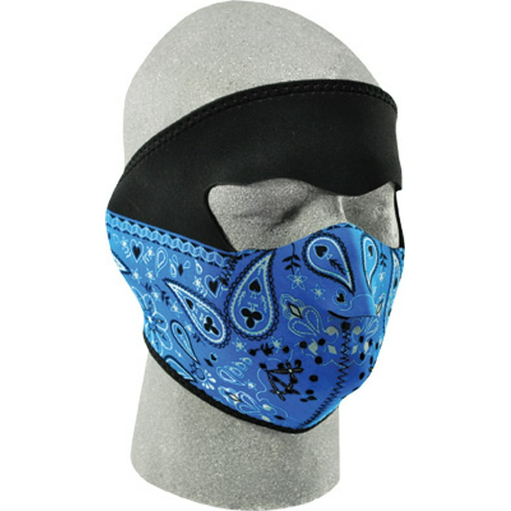 ZANheadgear Zan Headgear Full Face Mask Blue Paisley Bandana OSFM