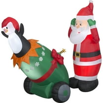 6 ft. L Christmas Airblown Inflatables Lightshow Santa and Penguin
