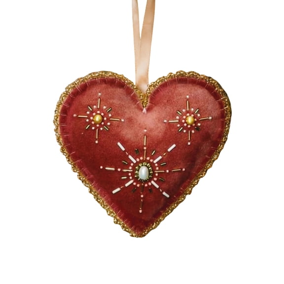 Valentines Hearts Ornaments, Acrylic Imitation Fabric Heart Shape Hanging,for Valentines Tree,Anniversary Wedding,Party DIY Crafts Red