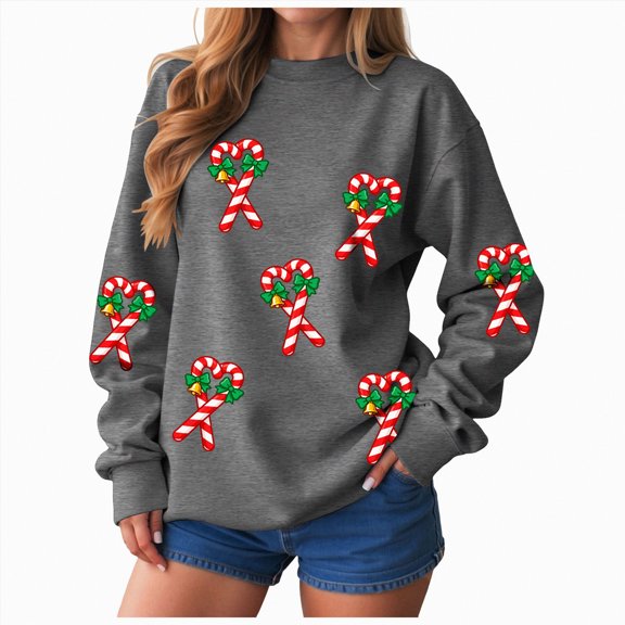 Jkety Xmas Hoodies Christmas Sweatshirt Women Merry and Bright Graphic Hoodie Merry Christmas Print Sweatshirts Dark Gray,2XL